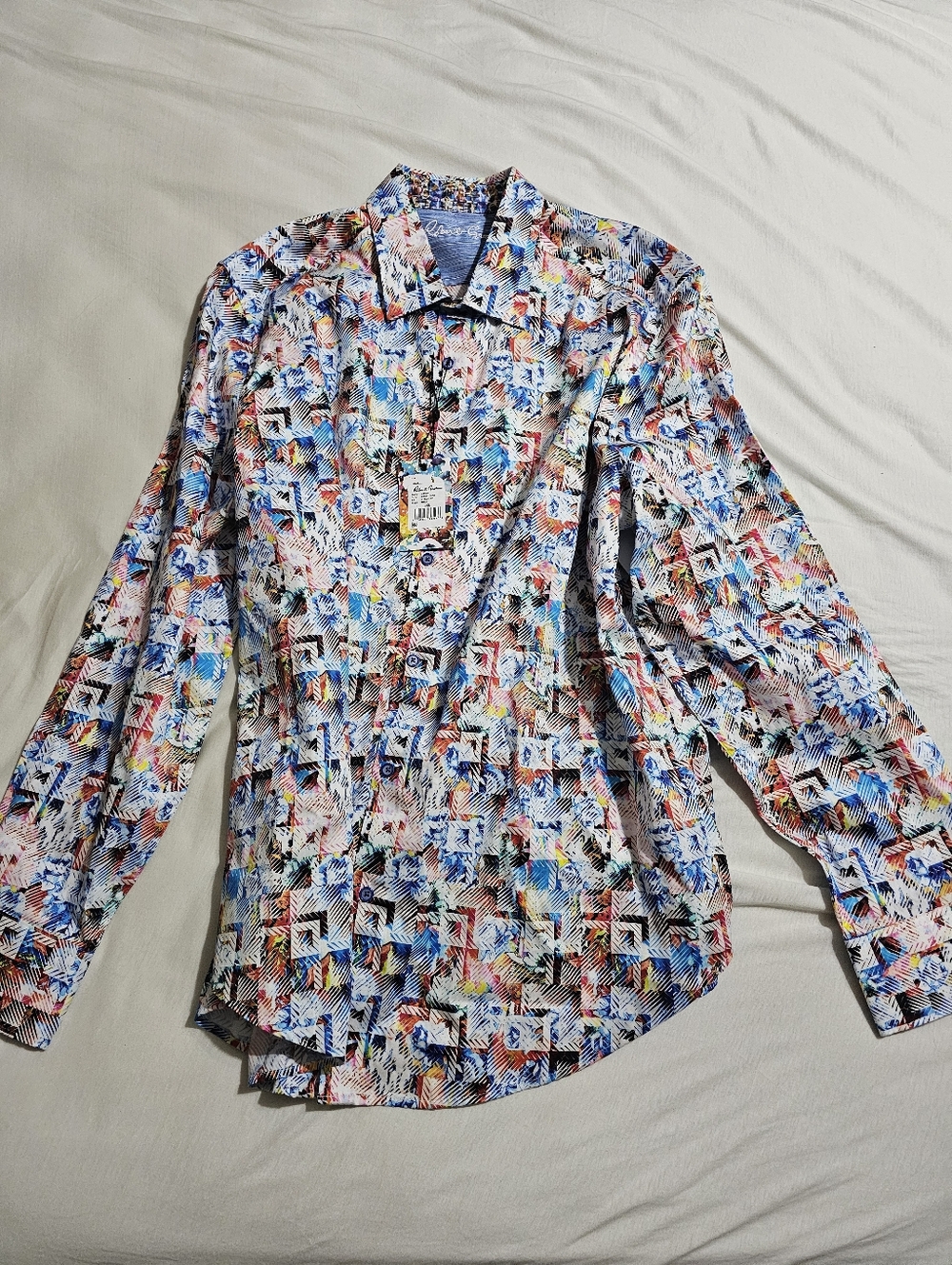 Robert Graham Multicolor Geometric Print Button-Up Shirt NWT XXL